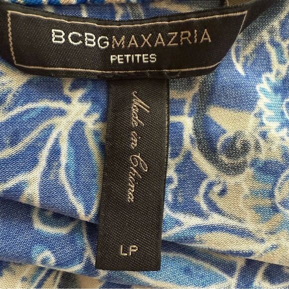 BCBGMaxAzria Blue and Tan Floral Wrap Dress - Picture 5 of 9